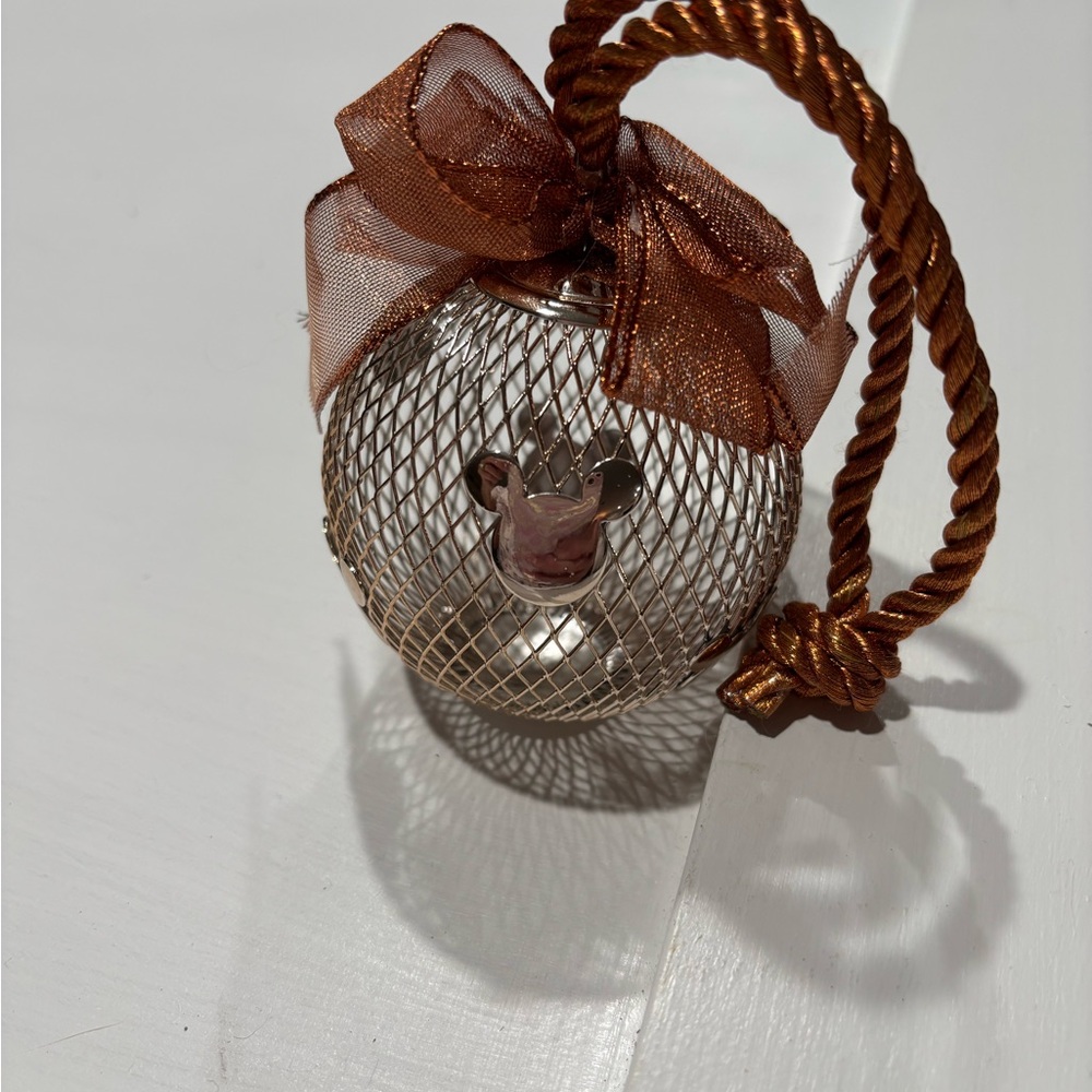 Disney Gold Mess Ornament featuring Mickey Mouse with Gold Ribbon